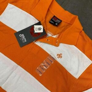 Southpole Striped Orange & White Polo Shirt Y2K Men's XL NWT